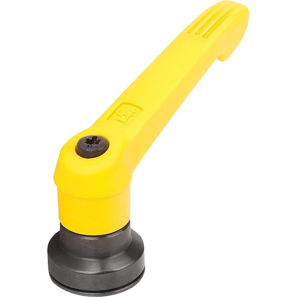 Adjustable Handle W Clamp Force Intensif Size:2, M08, Plastic Yellow , Comp:Steel Black Oxidized